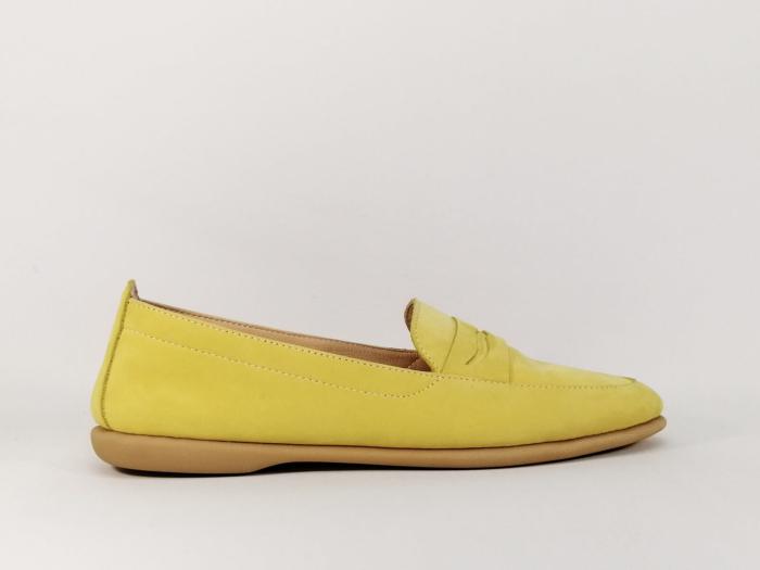 Ballerine jaune en cuir nubuck destockage CARMELA 67150 pour femme