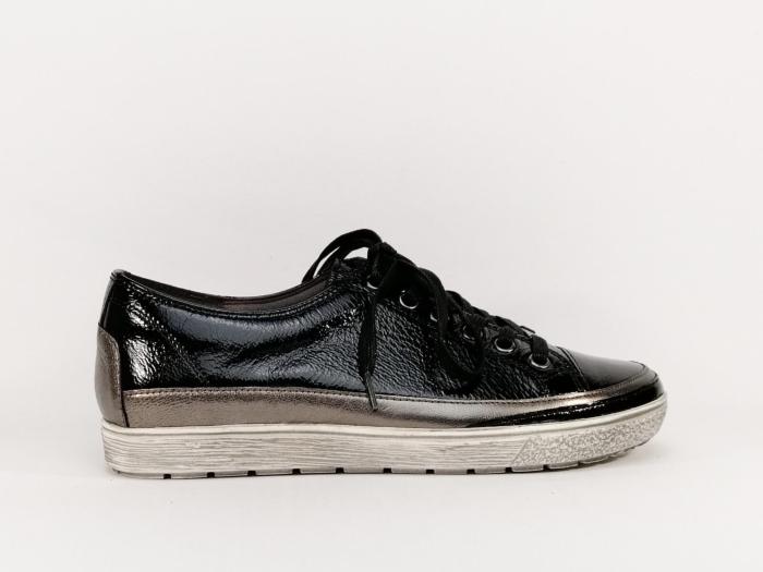 Tennis confort en cuir noir CAPRICE 23654 largeur G pour femme