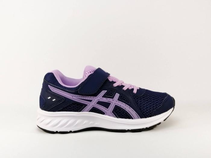 Basket de running à scratch en toile bleu ASICS Jolt 2 PS pour fille