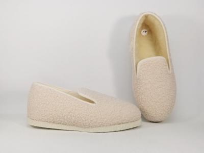 Charentaise femme made in France semelle feutre confort fourrée laine BOSSI charente blanc cassé