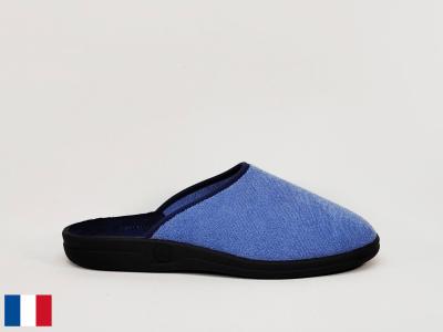 Chausson homme été mule bleu coton pieds sensibles made in France BOSSI ulysse à pas cher