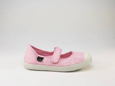 Babies tendance en toile rose avec velcro fillette bout gomme ASTER Minork