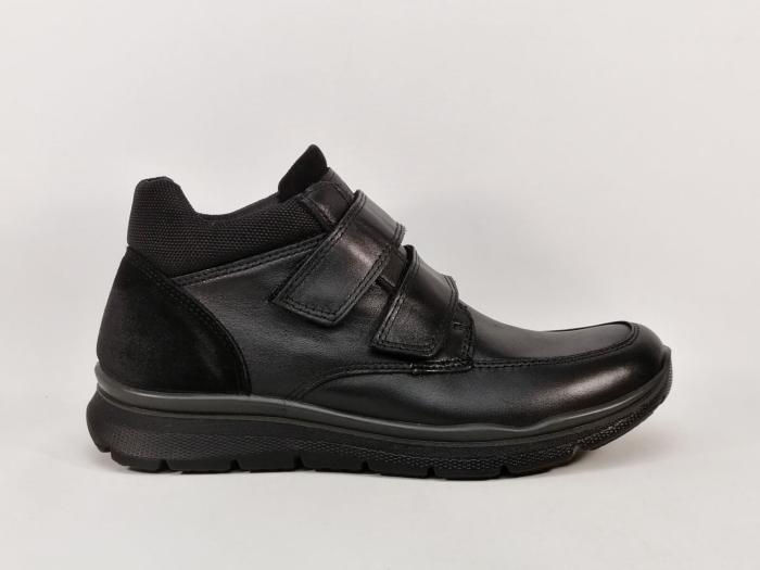 Chaussures montantes homme à scratch confort cuir noir souple destockage IMAC ARA 653905