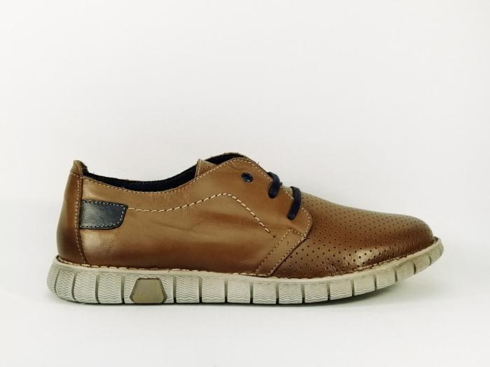 Derby homme en cuir camel de qualité BRAN'S 4079 - Fabrication Espagne