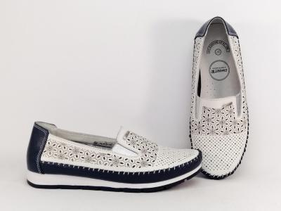 Mocassin femme cuir blanc marine souple confortable SWEET'R macadamia  pas cher