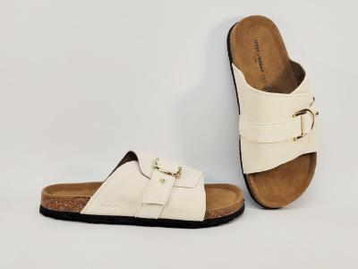 Mule femme chic cuir beige confortable et tendance TERRE DE MARINS mahity