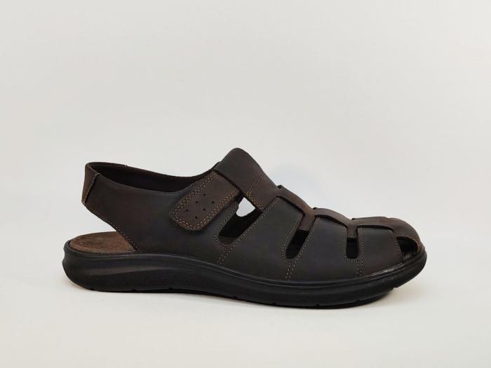 Sandale homme confortable bout fermé cuir marron destockage IMAC 753081 à pas cher