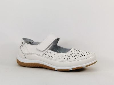Babies femme cuir blanc souple et confort MORAN'S vemas  pas cher