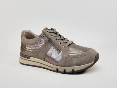 Baskets femme pieds larges confortable cuir taupe CAPRICE 23768 largeur H