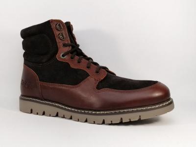 Boots homme en cuir marron waterproof destockage KICKERS Kick mountain