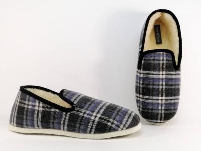 Charentaise homme semelle feutre pas cher  carreaux SWEET'R sakis gris noir fourr