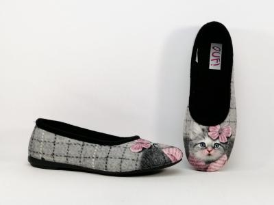 Chausson ballerine femme motif chat velours OUF CHIC & RELAX Trapile