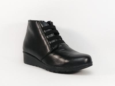 Chaussure montante femme cuir noir souple à élastiques MORAN'S Balagny 