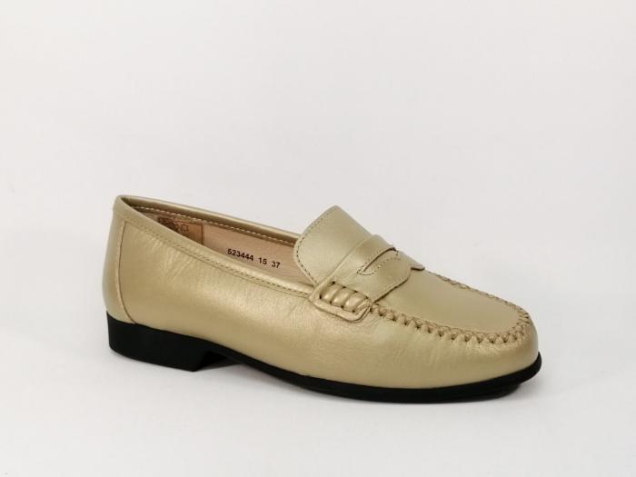 Mocassins femme grand confort cuir souple or en destockage LUXAT Johan