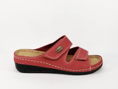 Mule confort femme en cuir rouge TAMARIS 27510 pieds larges et sensibles