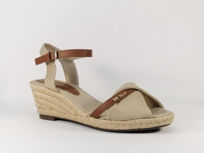 Sandale compensée beige grande pointure femme TOM TAILOR 1190906