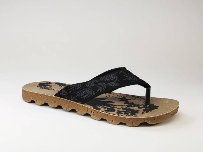 Tong MORAN’S Mareto noir confort en toile mixte en destockage à pas cher