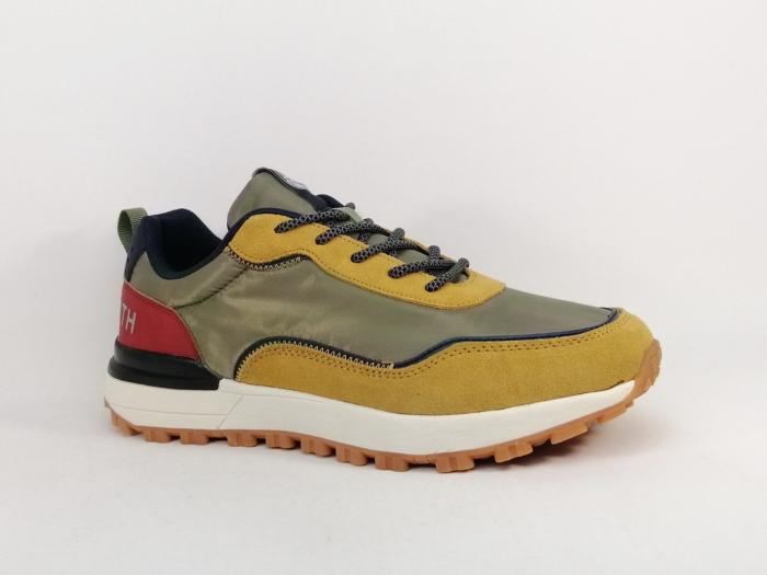 Sneakers homme tendance destockage TEDDY SMITH 78896 confortable kaki jaune rouge