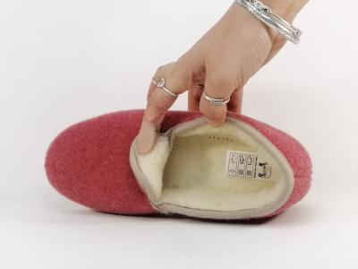 Chausson charentaise femme grande taille fourré laine SOCA 2520 rose fresa - Fabrication Espagne