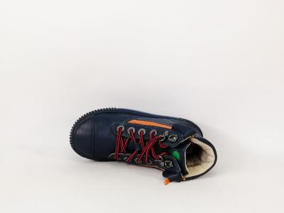 Chaussure montante KICKERS pirlzip cuir marine destockage double zip, lacets garçon