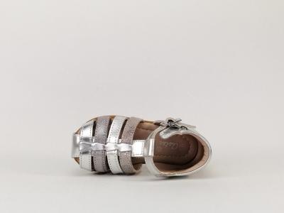 Chaussure d'été cuir argent pour fille bébé destockage ASTER Ofilie