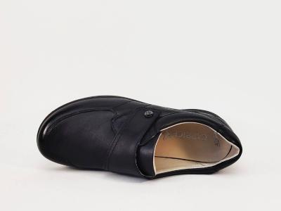 Chaussures femme pieds larges à scratch cuir noir largeur K confortable CAPRICE 24756