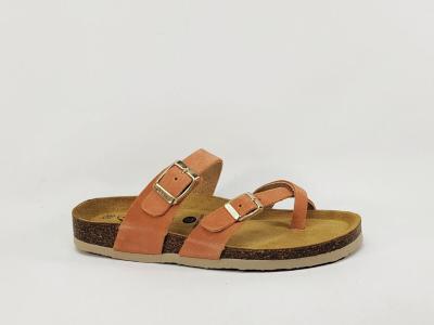 Claquette femme cuir corail semelle confortable mémoire de forme PLAKTON bombay afelpado