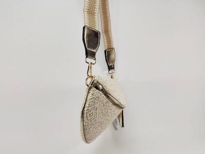 Sac banane femme pas cher chic doré beige raphia paille tendance MARO S12-21