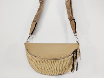 Sac banane femme pas cher chic taupe beige raphia tendance MARO S12-30