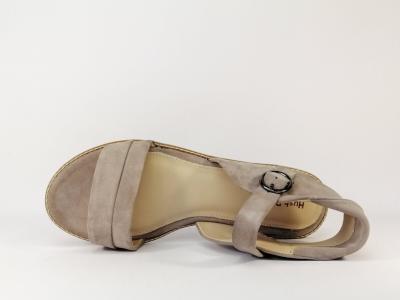 Sandale cuir gris beige grande pointure femme destockage HUSH PUPPIES Abia