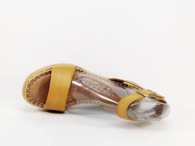 Sandale TAMARIS 28310 compensée cuir jaune pour femme