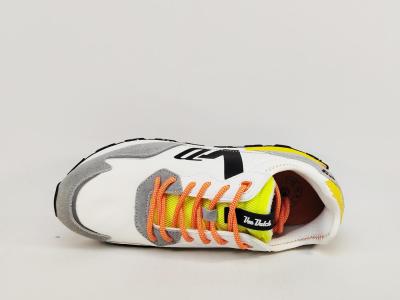 Sneakers homme tendance destockage VON DUTCH volf white orange confortable à pas cher