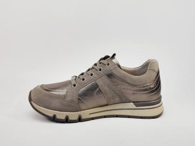 Baskets femme pieds larges confortable cuir taupe CAPRICE 23768 largeur H