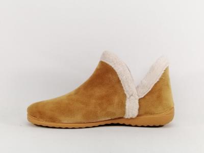Chausson montant fourré femme velours camel SOCA 0355 fabrication Espagne