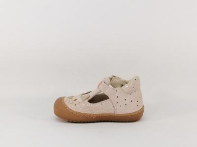 Chaussure fille premier pas bebe en cuir souple rose destockage BOPY jiky