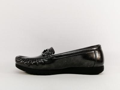 Mocassin femme confortable, semelle cuir à pas cher SWEET'R demoniak gun vernis gris