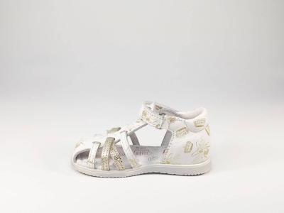 Sandale cuir blanc à scratch en destockage BOPY Rochelle pour fille