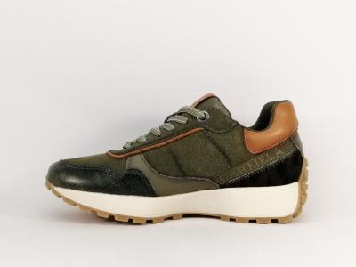 Sneakers femme chic et confortable cuir kaki destockage CARMELA 160862