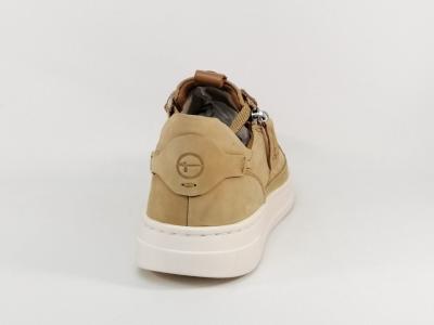Basket tendance femme cuir camel chic et confort destockage TAMARIS 23707