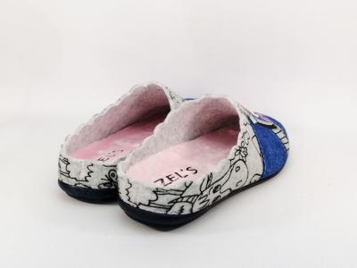 Chausson mule en feutre motif vache ZEL'S 41128 fabrication Espagne pour femme