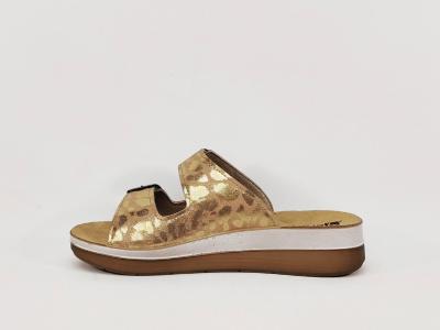 Claquette femme confortable semelle cuir tendance MORAN'S drure beige compensée à pas cher