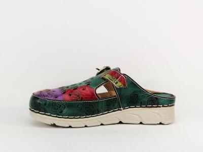 Sabot femme cuir confort et original coloré LAURA VITA dorry 08 fleurs