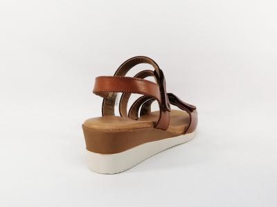 Sandale compensée à velcro en cuir marron pour femme JORDANA 681