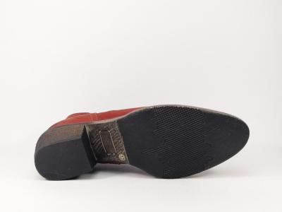 Bottine à talon en cuir rouge brique ORLAND 6039 pour femme