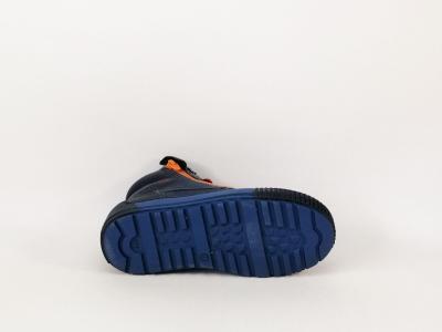 Chaussure montante KICKERS pirlzip cuir marine destockage double zip, lacets garçon