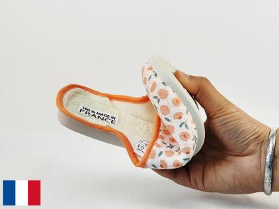 Chausson femme été coton toile pieds sensibles made in France BOSSI orleans pêches