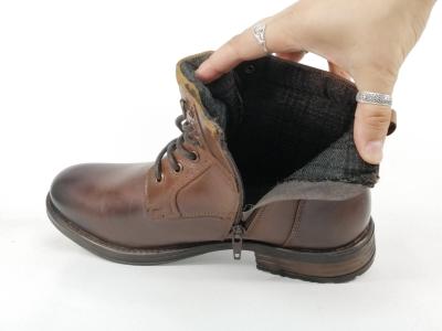 Chaussure chic montante homme cuir marron destockage MORAN'S tobila confortable zip lacets