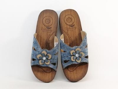 Mule compensée femme à pas cher RELAXITY Maddox bleu jean semelle anatomique