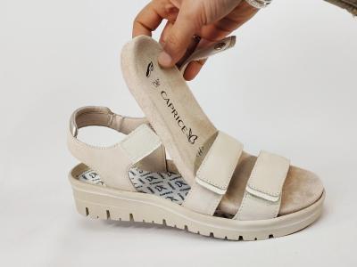 Sandale femme pieds larges et sensibles à scratch chic confortable CAPRICE 28705 largeur h