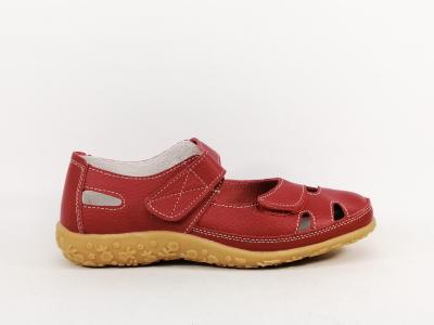 Babies femme cuir rouge souple et confortable à pas cher SUREDELLE 7995 pieds sensibles
